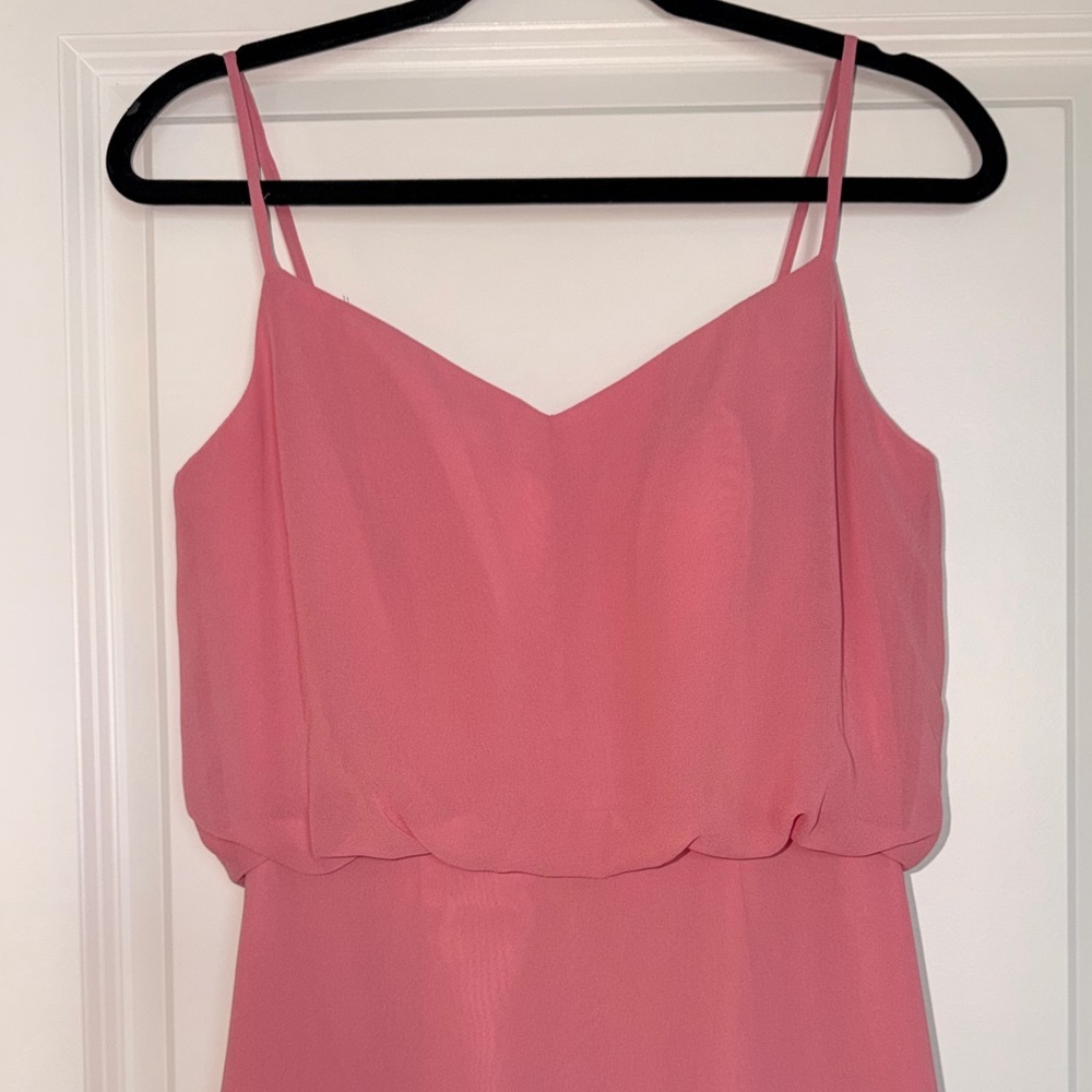 Bill Levkoff Chiffon V-Neck Spaghetti Strap Maxi Bridesmaid Dress - Dusty Rose - Picture 5 of 10
